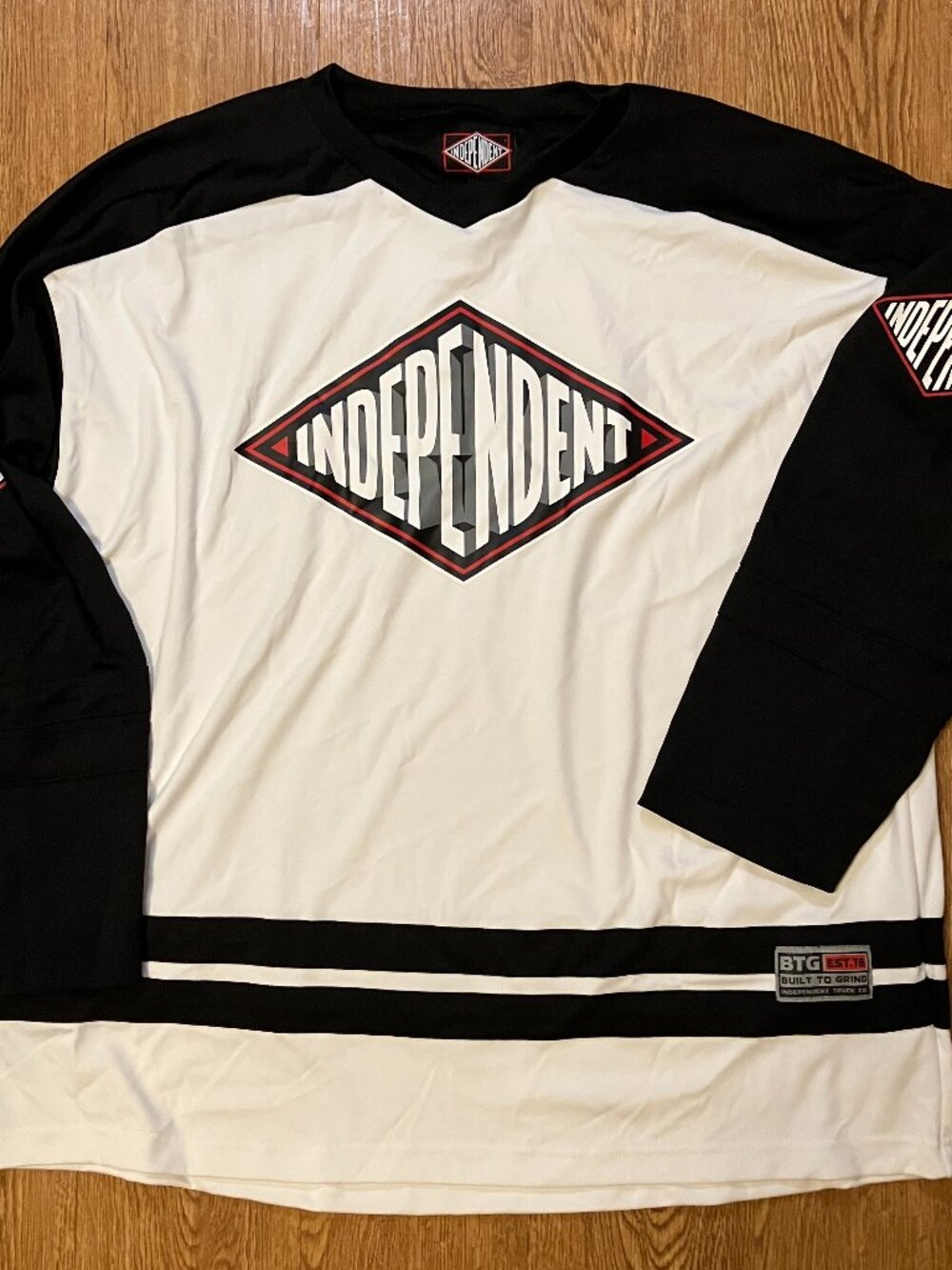 Independent Truck Co Hockey Jersey XL Black White Built To Grind Skate Shirt Y2K